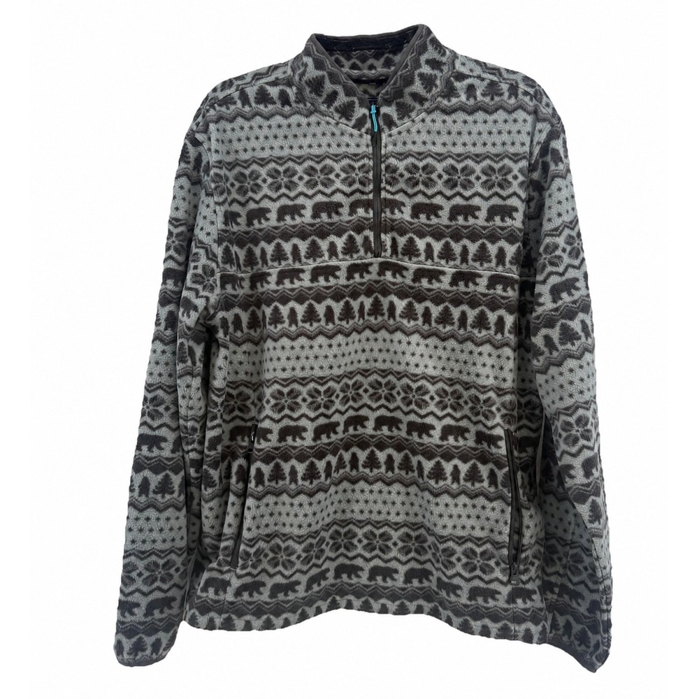 Chubbies Fleece Pullover Men Large Quarter Zip Fair Isle Apres Ski Pockets
